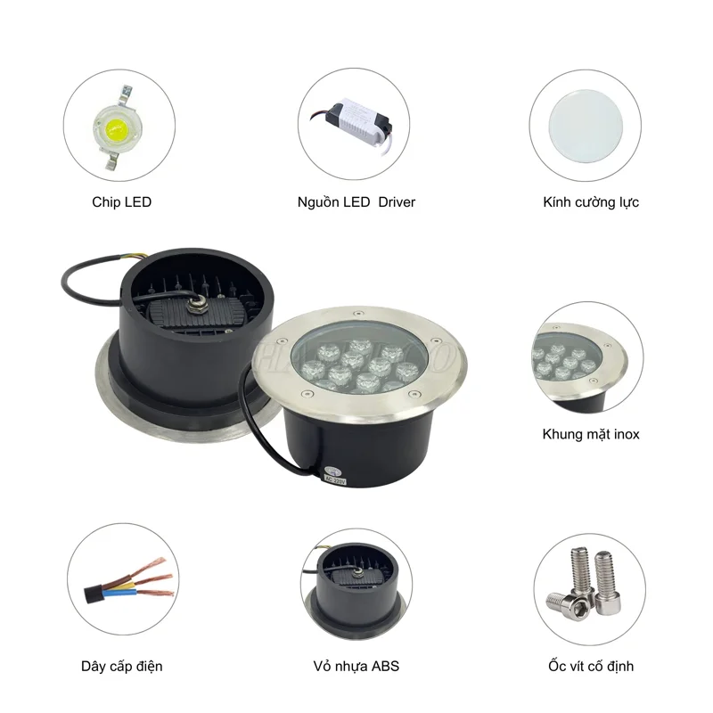 Đèn âm đất 12w có kết cấu bền đẹp