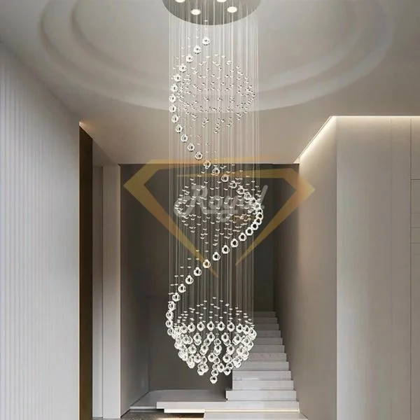 Đèn chùm LED pha lê thả tầng