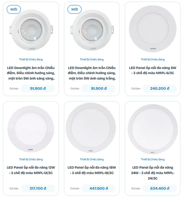 Đèn LED âm trần thương hiệu MPE