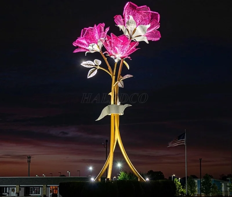 Cột đèn trang trí đường hình bông hoa