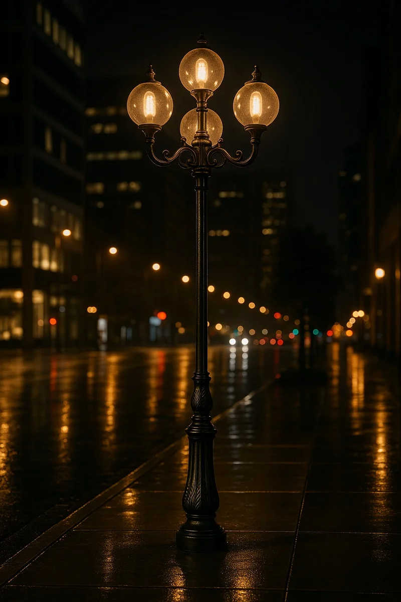 Cột đèn sân vườn ánh sáng vàng