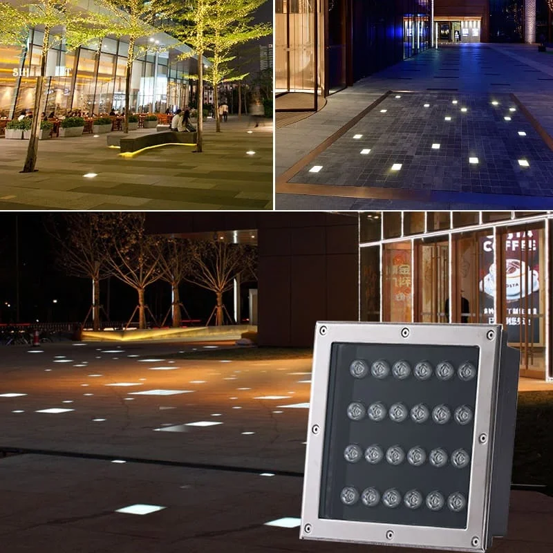 Đèn âm sàn vuông trang trí sàn khuôn viên ngoài trời