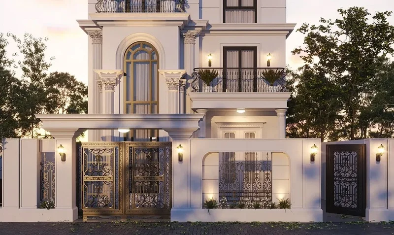 Sử dụng đèn cổng giúp biệt thự trở nên nổi bật hơn