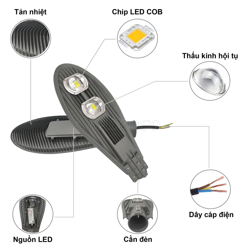 Đèn đường LED vàng thường có cấu tạo bền bỉ