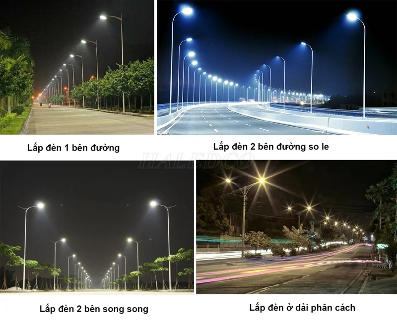 Các cách bố trí đèn đường phố phổ biến