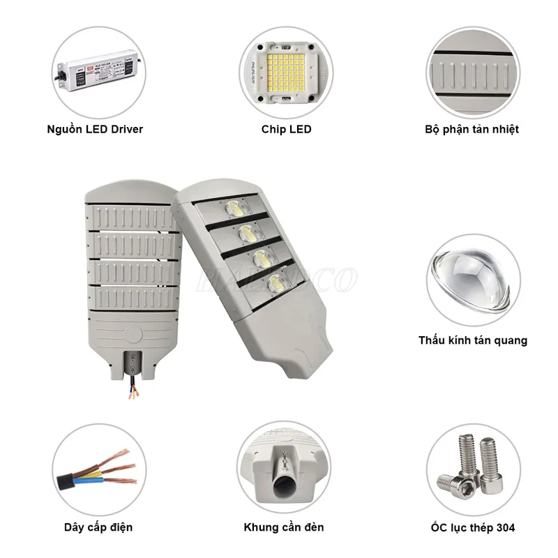 CẤU TẠO CHUNG CỦA ĐÈN ĐƯỜNG LED