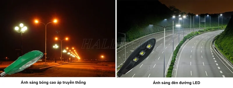So sánh hiệu quả ánh sáng đèn đường LED với bóng cao áp cũ