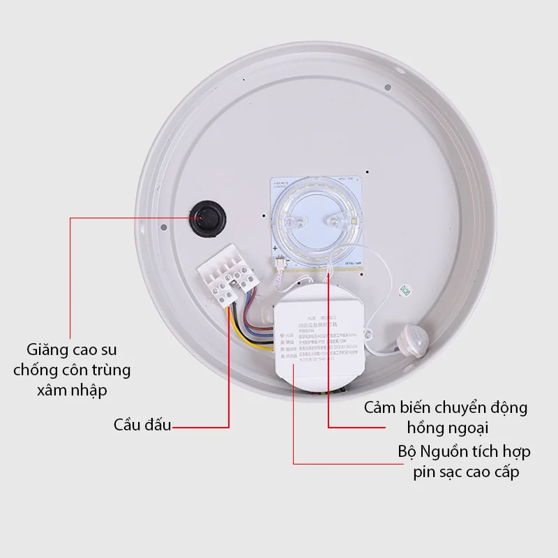 Cấu tạo đèn ốp trần cảm biến