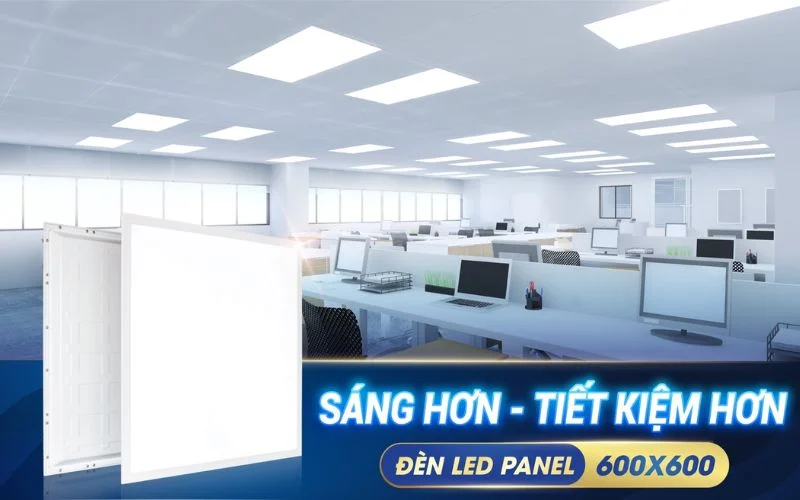 Chiếu sáng bằng đèn panel 600x600 lắp nổi