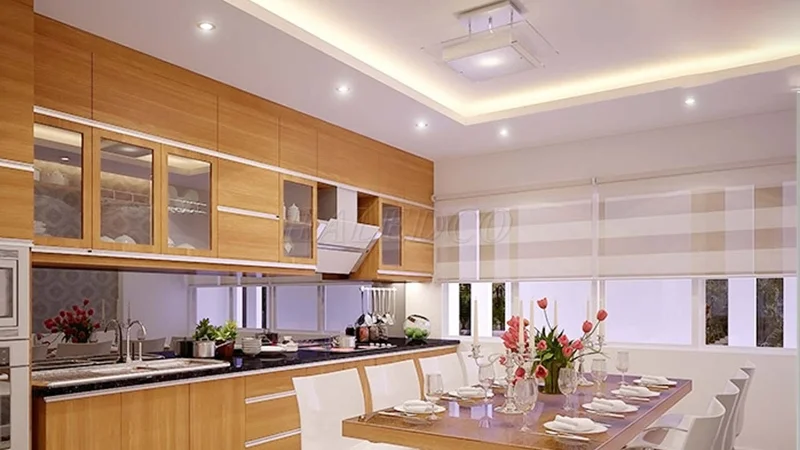 Đèn âm trần chiếu sáng phòng bếp