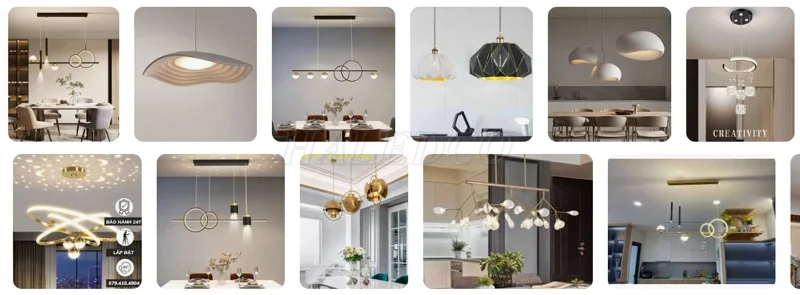 Đèn thả trần phòng bếp có nhiều kiểu dáng