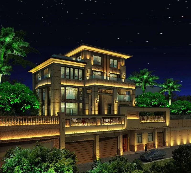 Đèn chiếu cột nhà cho biệt thự sang trọng