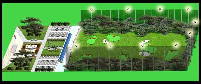 Bản vẽ bố trí đèn sân golf 3D