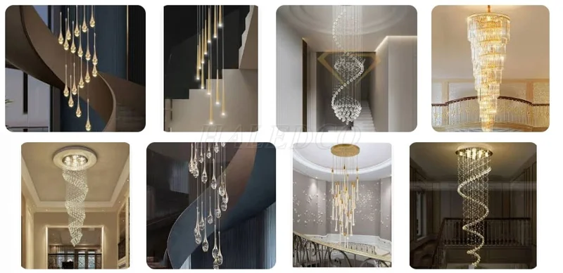 Kiểu dáng đèn thả cầu thang pha lê