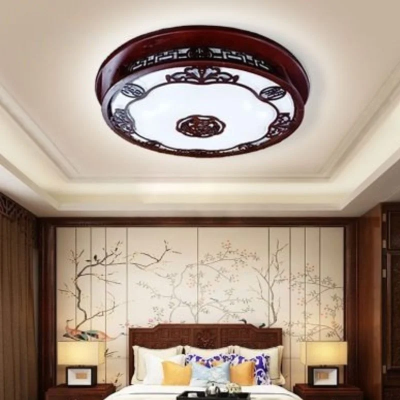 Đèn trần gỗ mâm tròn Rolux