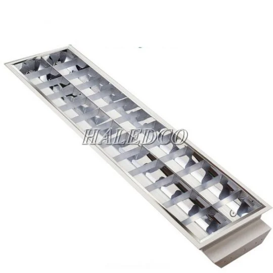 Máng đèn âm trần 2 bóng chóa phản quang sáng bóng