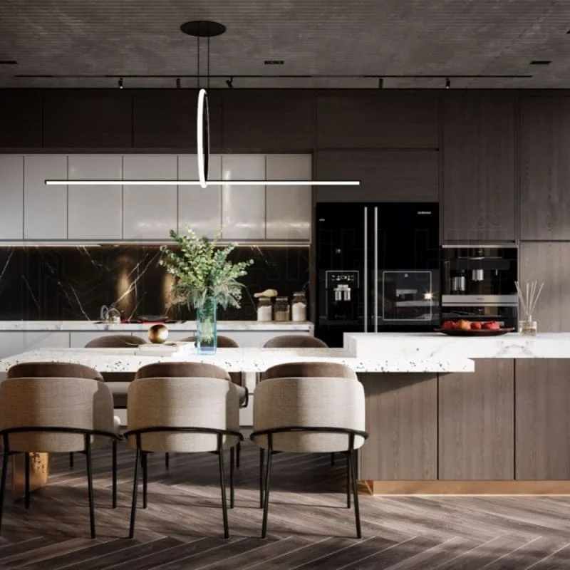 Đèn trang trí phòng bếp đẹp khu vực đảo bếp