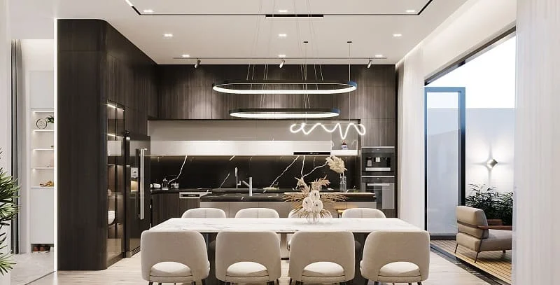 Mẫu đèn trang trí phòng bếp thả trần