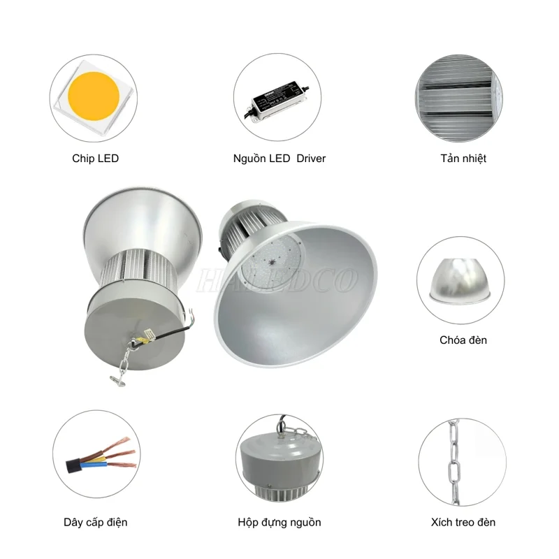 Cấu tạo chung của đèn LED nhà xưởng