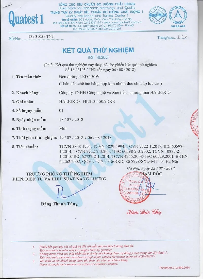 QUATEST S13-150, T8_2018