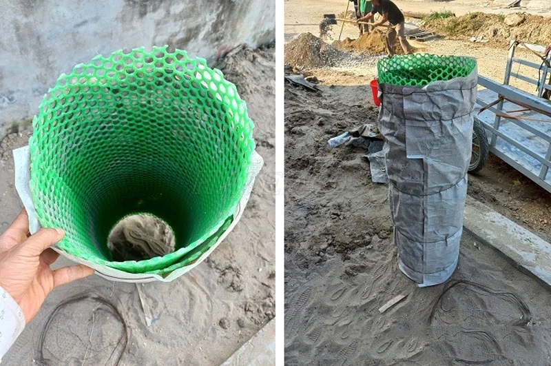 Khuôn lưới nhựa làm hố cột