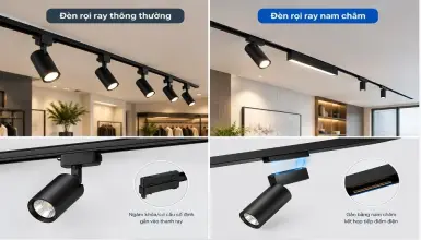 Đèn rọi ray thông thường và đèn rọi ray nam châm nên chọn loại nào?