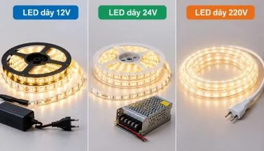 LED dây 12V hay 24V hay 220V tốt hơn?