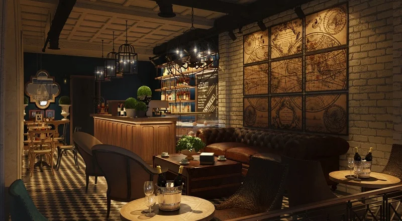 Cách bố trí ánh sáng quán cafe cổ điển
