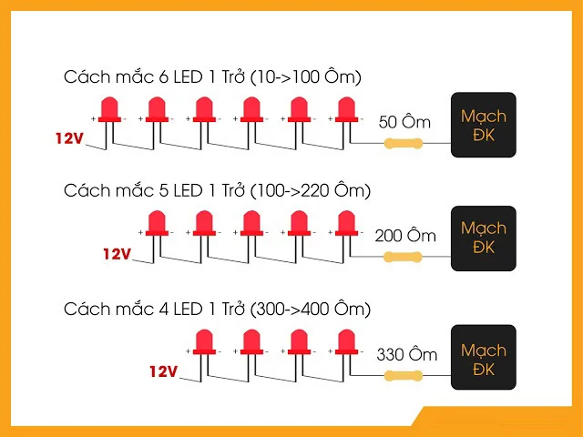 Sơ đồ đấu nối mạch LED nguồn 12v