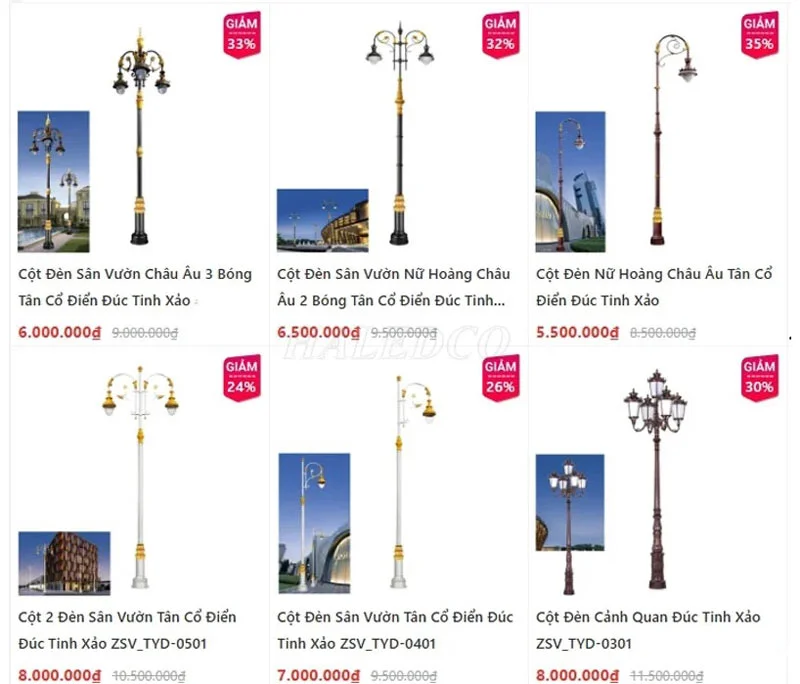 Cột đèn trang trí đường phố phong cách Châu Âu