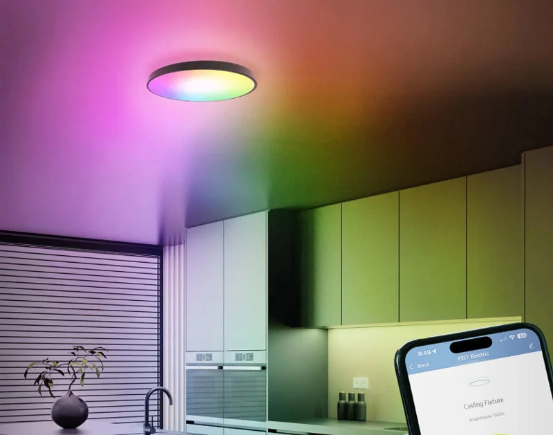 Điều khiển ánh sáng đèn ốp trần thông minh bằng app trên điện thoại