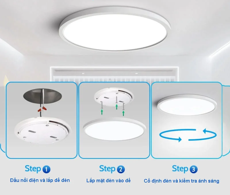 Hướng dẫn lắp đèn ốp trần nổi 9w
