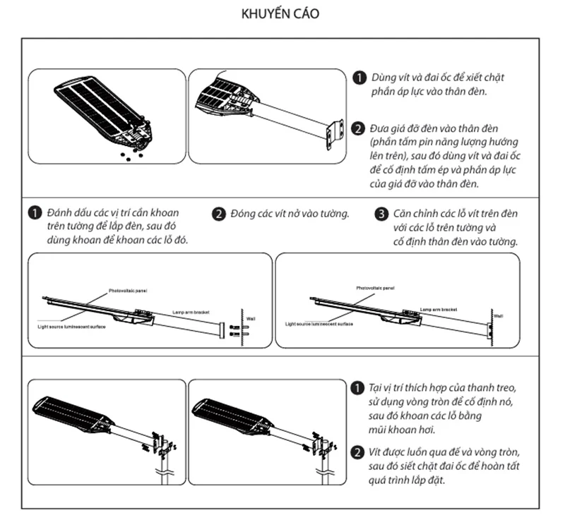 Khuyến cáo khi lắp đặt đèn đường NLMT liền thể
