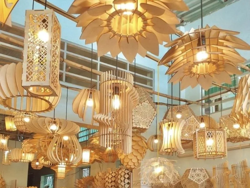 Các mẫu đèn trần gỗ đẹp nhiều phong cách