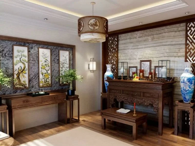 Đèn trần gỗ chống chói lắp phòng thờ