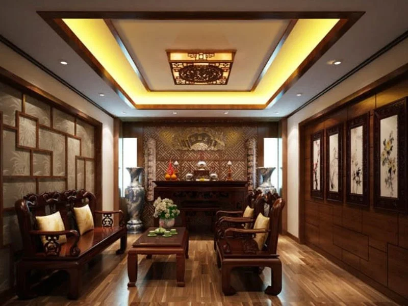 Đèn trần gỗ sang trọng hợp phong thủy