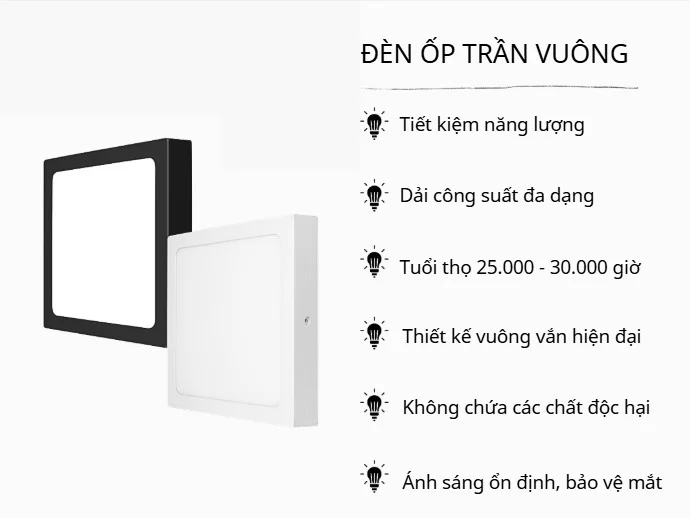 Điểm đặc biệt của đèn vuông ốp trần