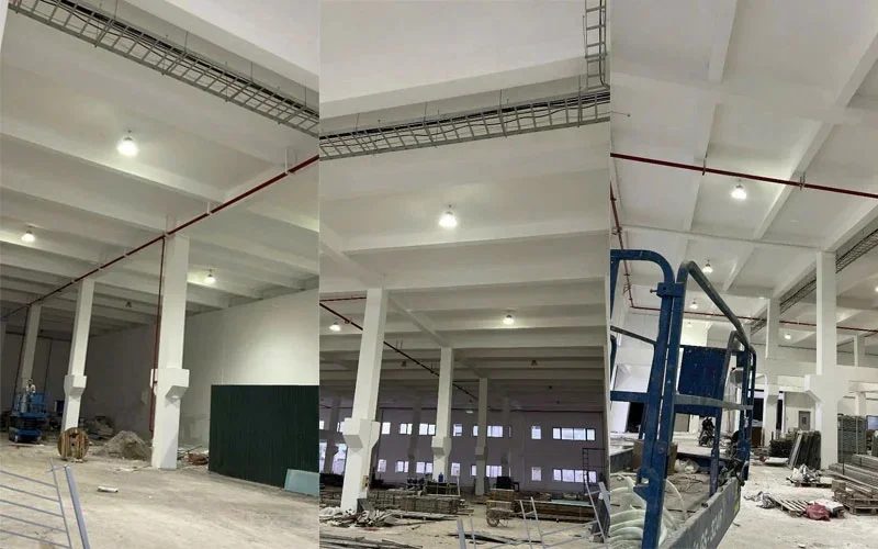 Thực tế dự án lắp đèn nhà xưởng cho công ty bao bì IBOX