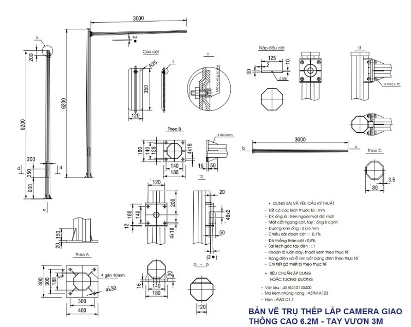 Bản vẽ cột camera giao thông