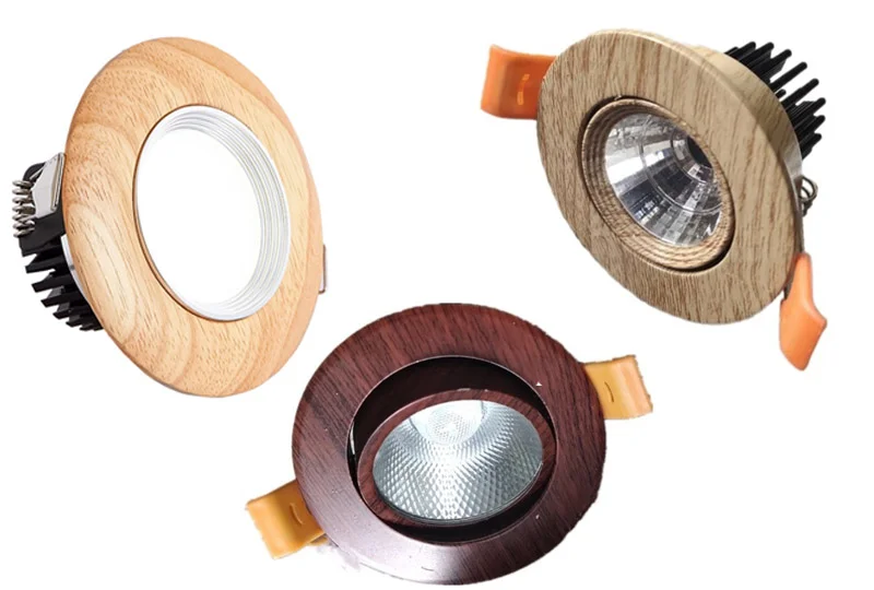 Đèn LED âm trần viền gỗ cao cấp