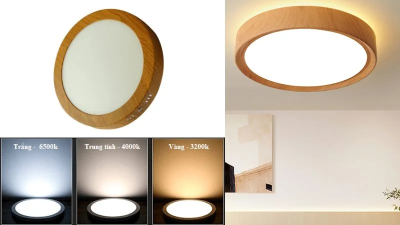 Đèn ốp trần nổi vân gỗ hiện đại