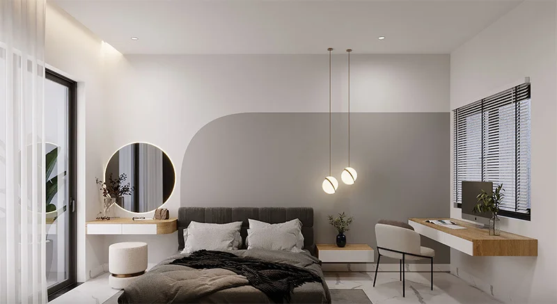 Đèn thả trần decor phòng ngủ lệch tâm