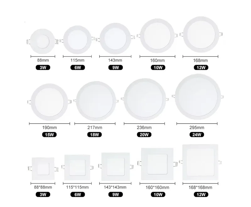 Công suất phổ biến của đèn âm trần