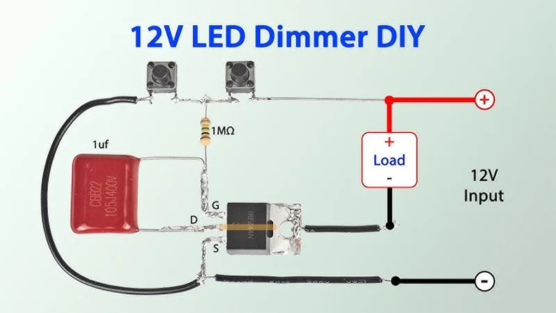Sơ đồ mạch điều chỉnh độ sáng đèn LED 12V