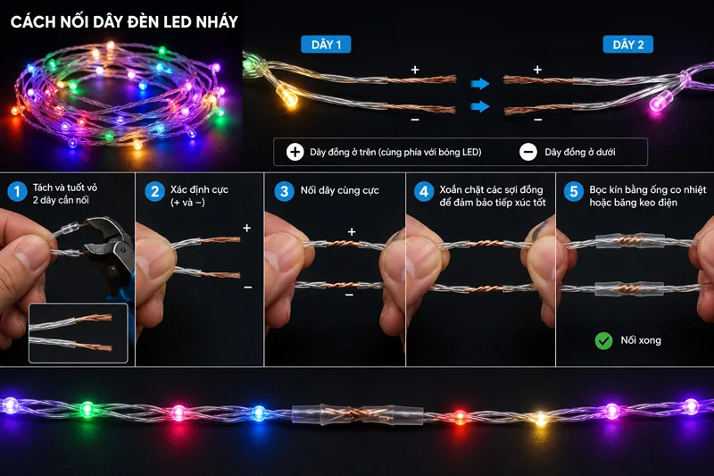 Cách nối dây đèn LED nháy