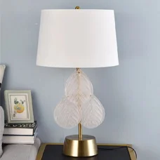 Đèn ngủ đầu giường thủy tinh chụp vải Bắc Âu HLDB002