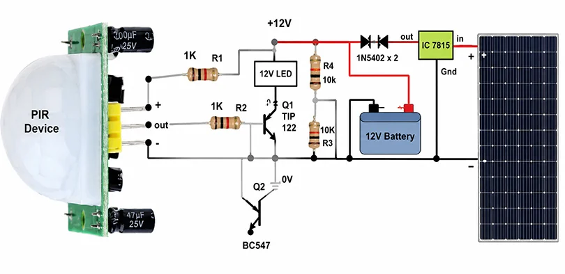 Sơ đồ mạch cảm biến chuyển động PIR đèn NLMT