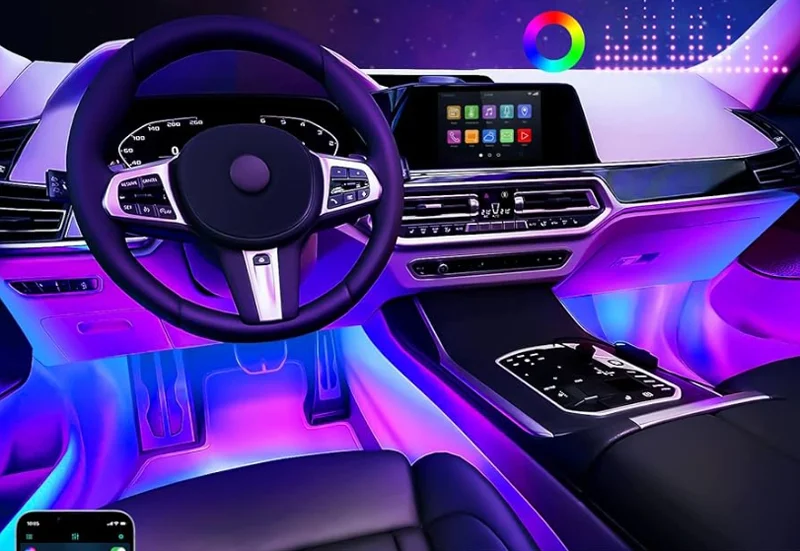 LED dây màu tím trang trí xe