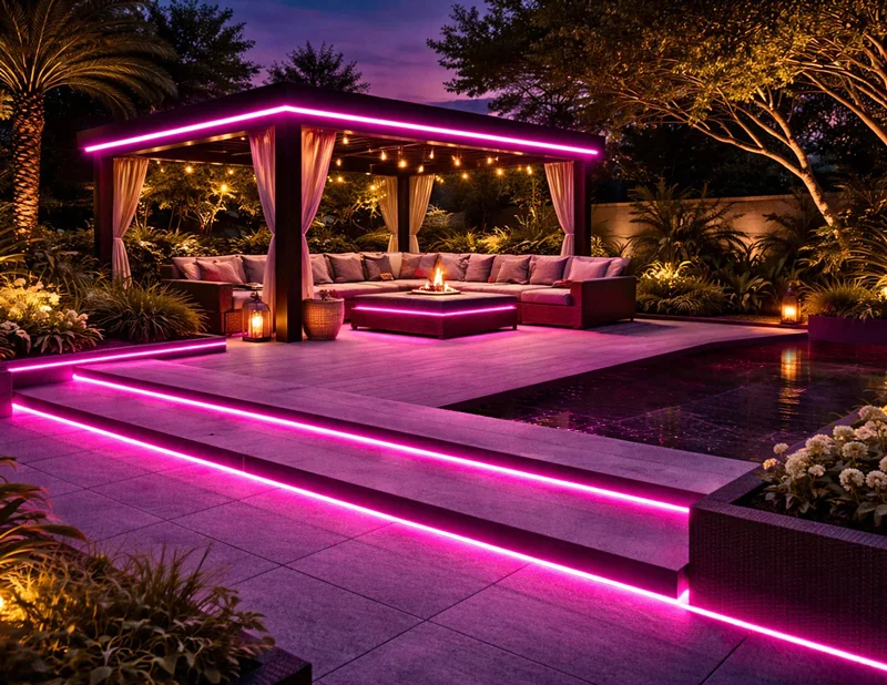 LED dây màu tím trang trí sân vườn