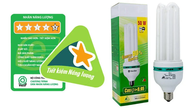 Nhãn năng lượng dán trên đèn LED